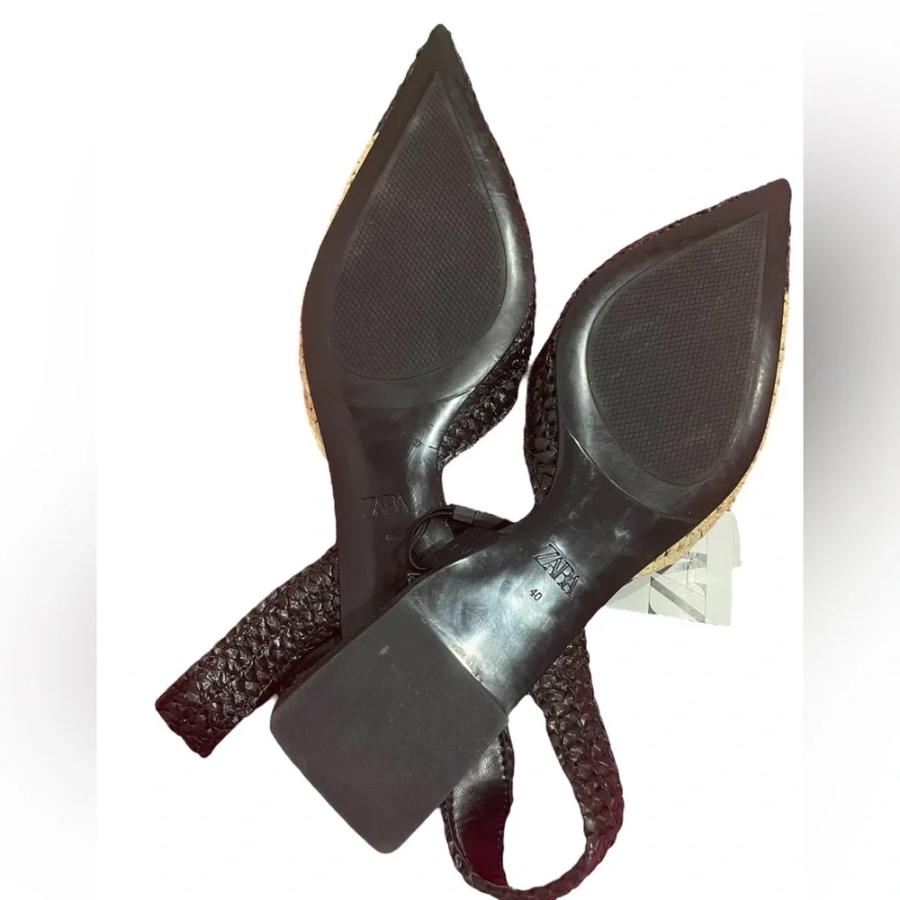 Zara Limited Edition Woven Raffia Slingback Flats - Picture 6 of 6